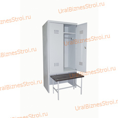 Шкаф гардеробный двухсекционный 2 двери (с нишей для скамьи) 1850*500*700 S-0,5мм - uralbiznesstroi.ru – Санкт-Петербург