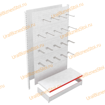 Стеллаж торговые перфорированный 1950*600*1200 с крючками - uralbiznesstroi.ru – Санкт-Петербург