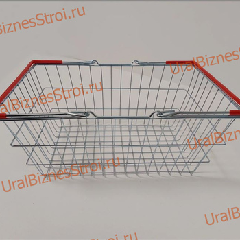 Корзина покупательская, цинк хроматированный (20л) 2 ручки, ПВХ,  цвет-красный - uralbiznesstroi.ru – Санкт-Петербург