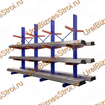 Стеллаж консольный двусторонний 3000х1150х2020 мм тяжелый 3 яруса - uralbiznesstroi.ru – Санкт-Петербург