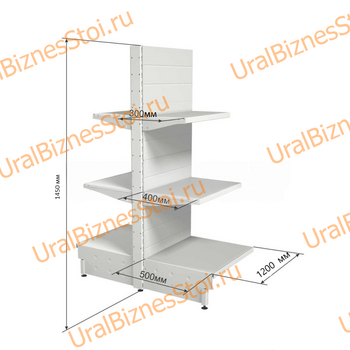 Торговый островной стеллаж 1450*500*1200 3 полки - uralbiznesstroi.ru – Санкт-Петербург