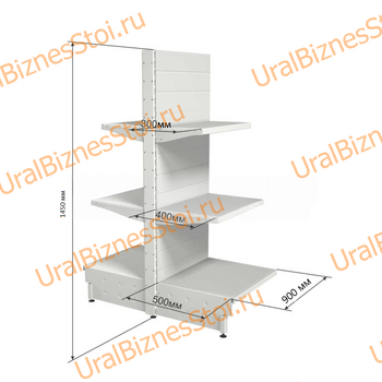 Торговый островной стеллаж 1450*500*900 3 полки - uralbiznesstroi.ru – Санкт-Петербург